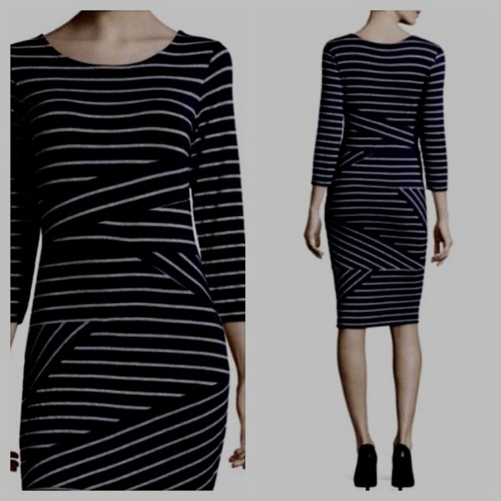 Belle & Sky Blue and silver body con dress ~ Knit ~ Size L